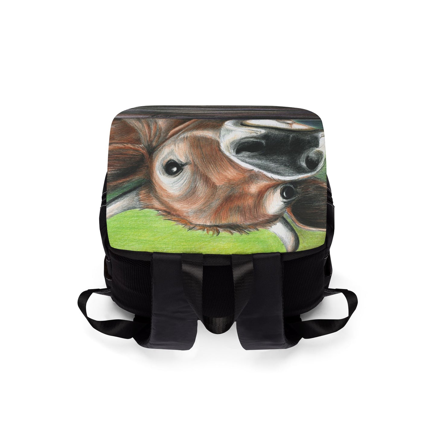 Jersey Cow Face Canvas Backpack — Cute Farm Animal Shoulder Bag for School & Travel