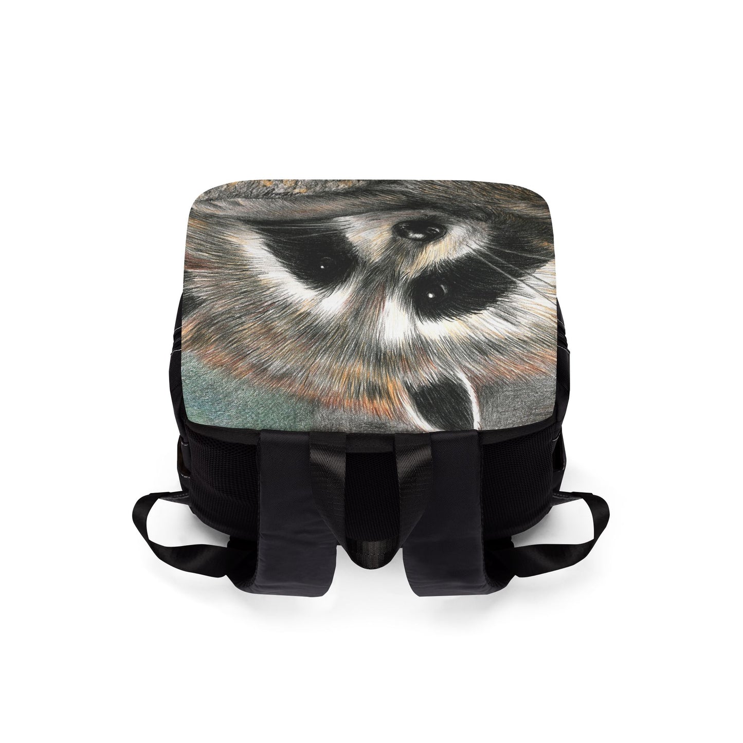 Raccoon Face Flap Backpack — Cute Wildlife Shoulder Bag for Everyday Use
