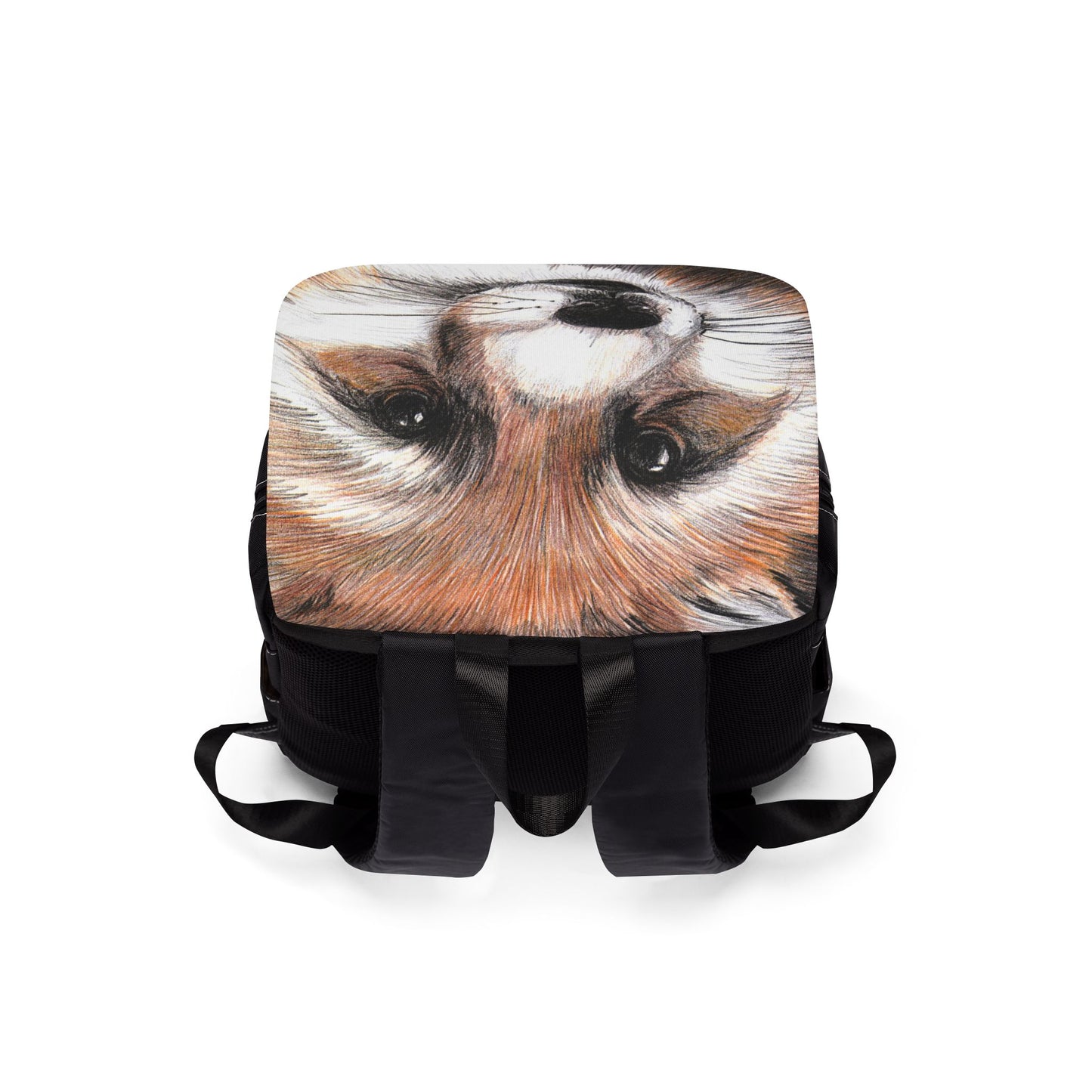 Fox Face Canvas Backpack — Cute Colored Pencil Animal Shoulder Bag