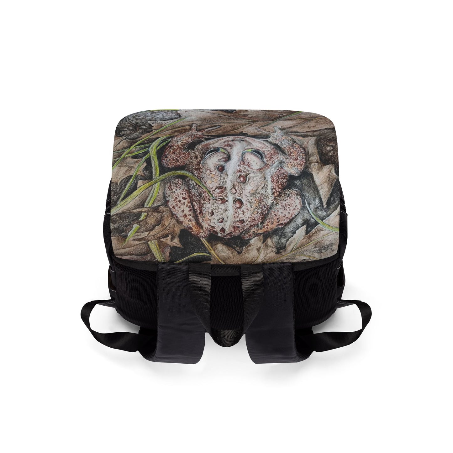 Toad Art Casual Backpack — Nature-Inspired Shoulder Daypack