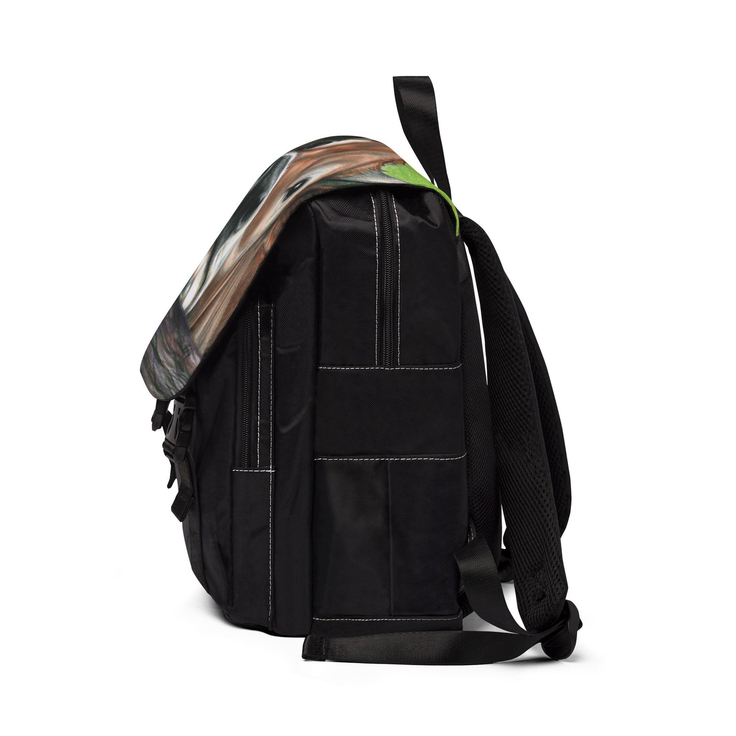 Jersey Cow Face Canvas Backpack — Cute Farm Animal Shoulder Bag for School & Travel