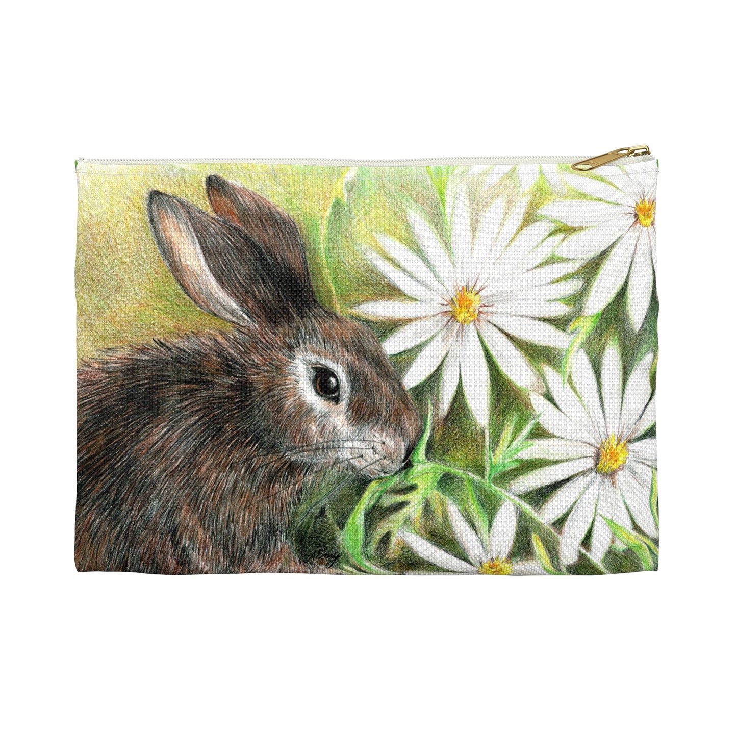 Floral Bunny Accessory Pouch — Rabbit & Daisies Makeup Bag