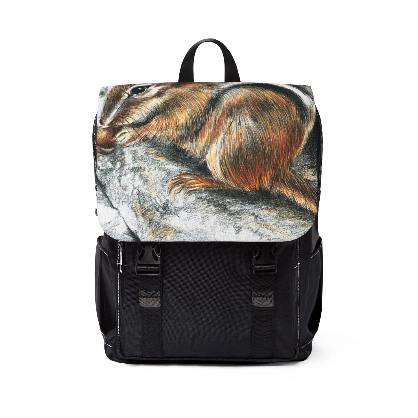 Chipmunk Illustration Shoulder Backpack – Casual Animal Art Daypack