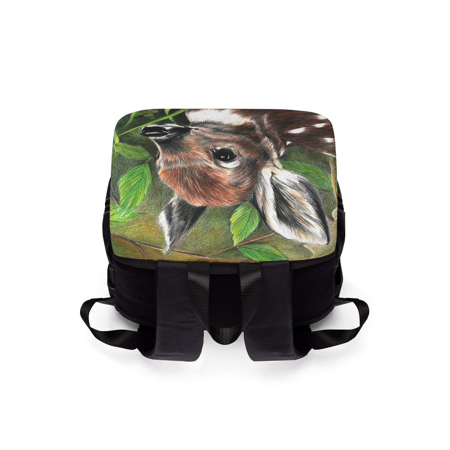 Fawn Portrait Canvas Backpack — Cute Deer Nature Daypack