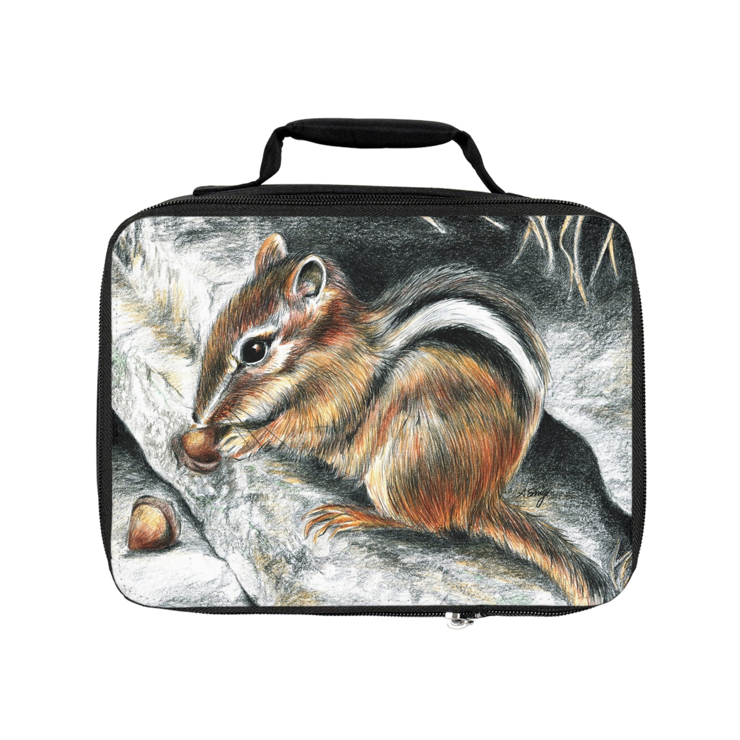 Chipmunk Art Lunch Bag — Whimsical Wildlife Insulated Lunchbox