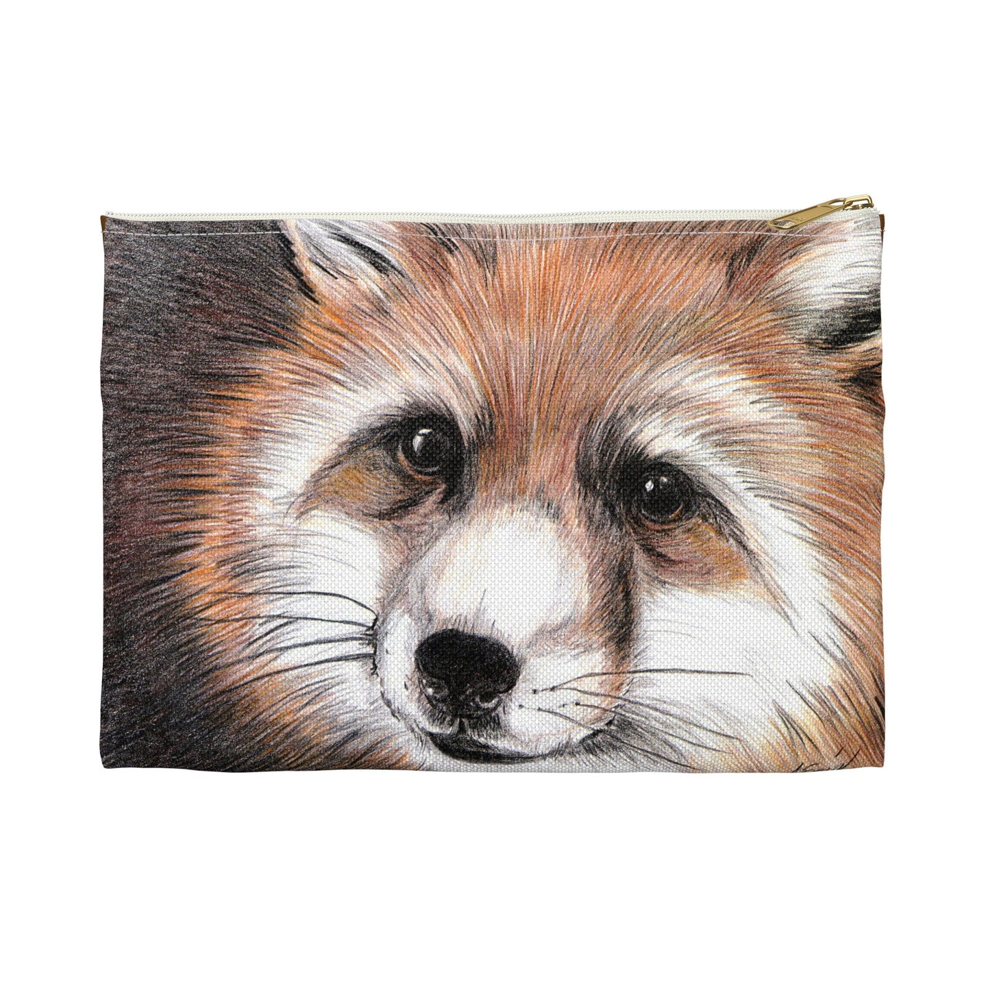 Fox Face Accessory Pouch — Cute Animal Makeup, Travel, Art Supply Zipper Bag