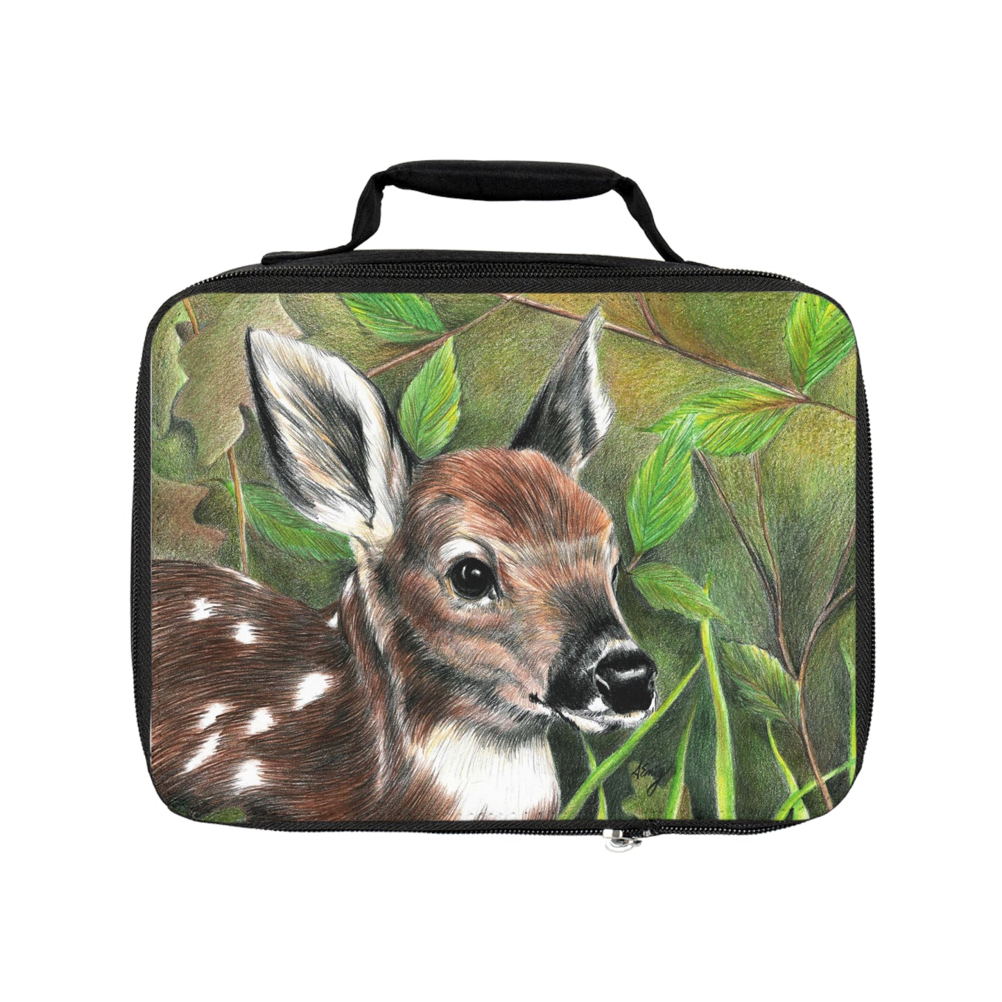 Deer Fawn Lunch Bag — Cute Woodland Kids Lunchbox with Forest Art