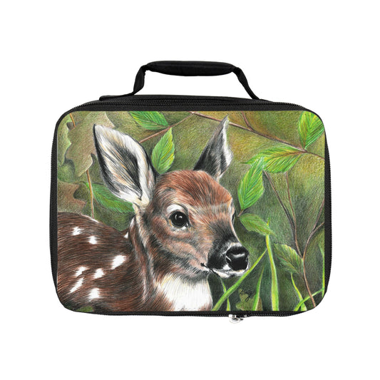 Deer Fawn Lunch Bag — Cute Woodland Kids Lunchbox with Forest Art