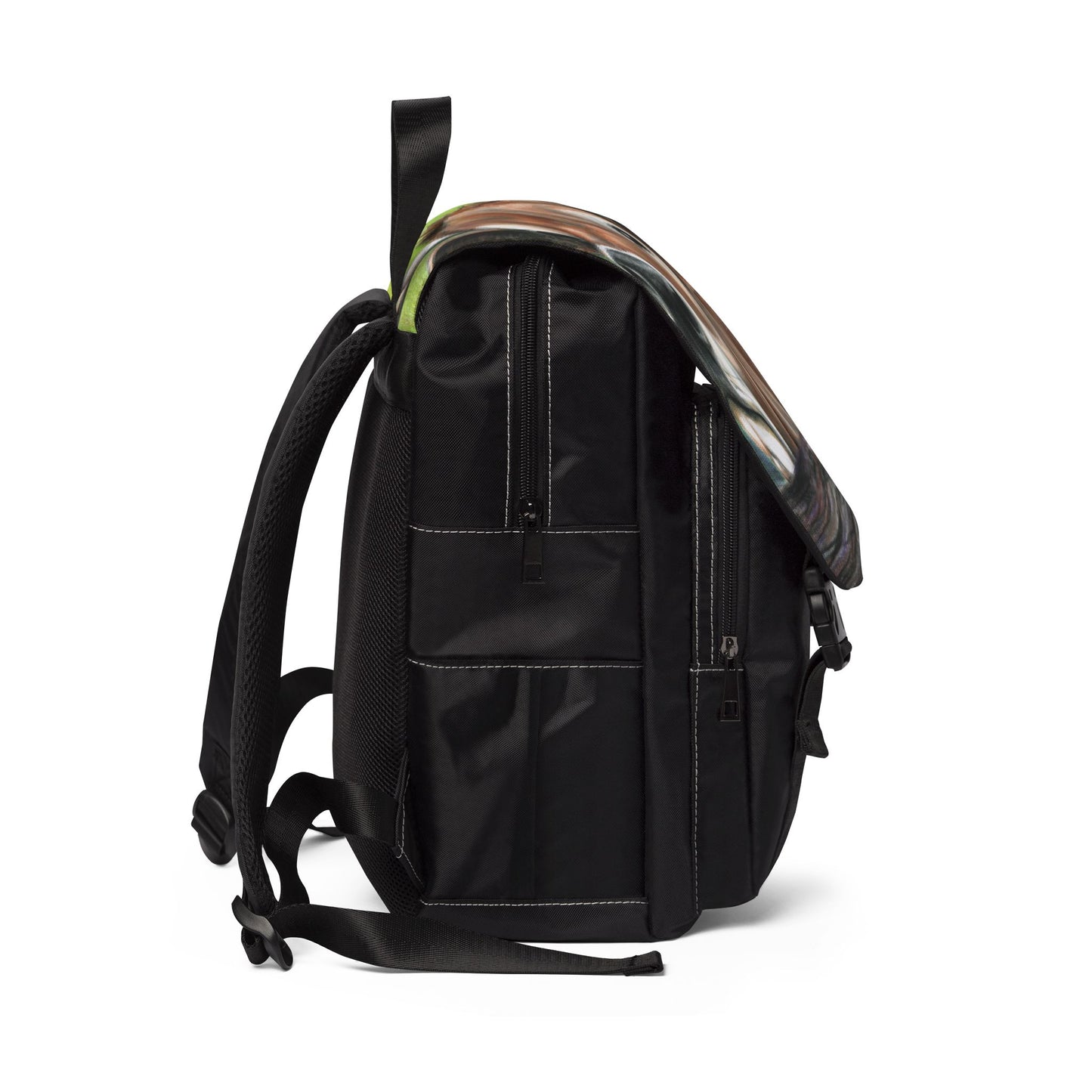 Jersey Cow Face Canvas Backpack — Cute Farm Animal Shoulder Bag for School & Travel