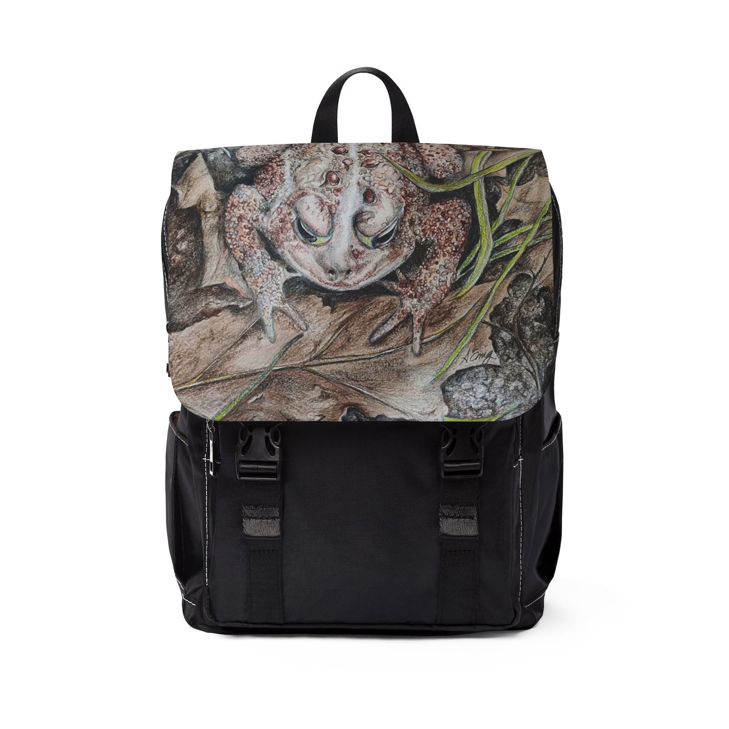 Toad Art Casual Backpack — Nature-Inspired Shoulder Daypack