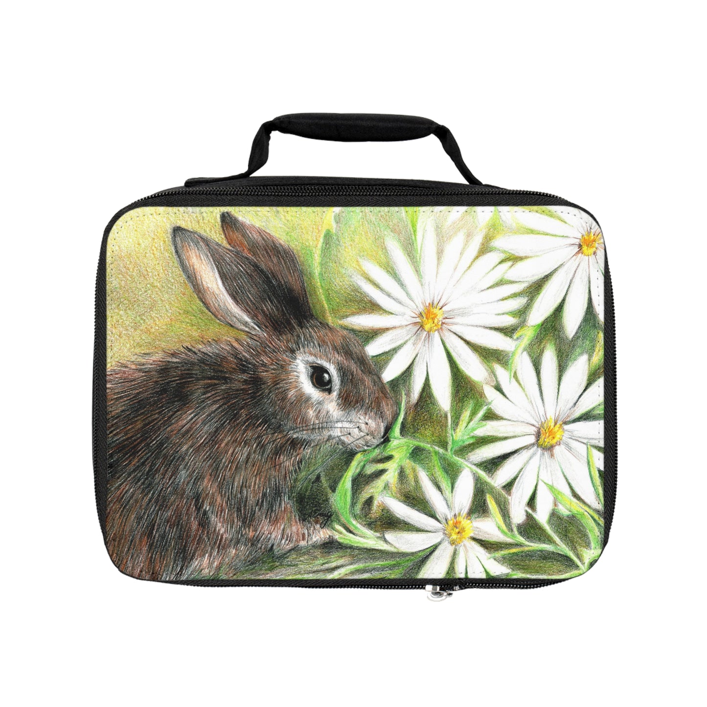 Bunny & Daisies Insulated Lunch Bag — Cute Rabbit Floral Lunchbox