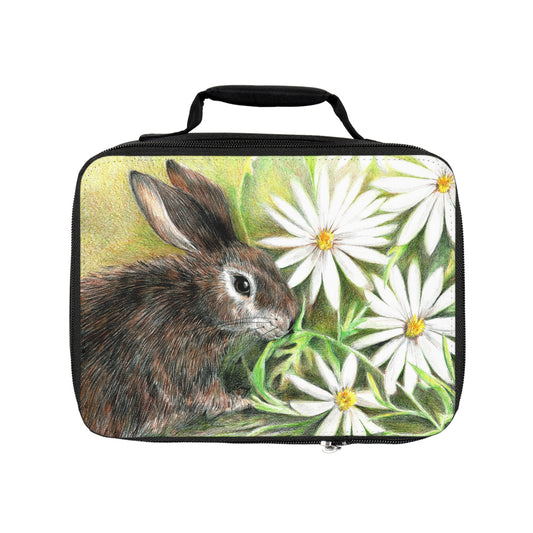 Bunny & Daisies Insulated Lunch Bag — Cute Rabbit Floral Lunchbox