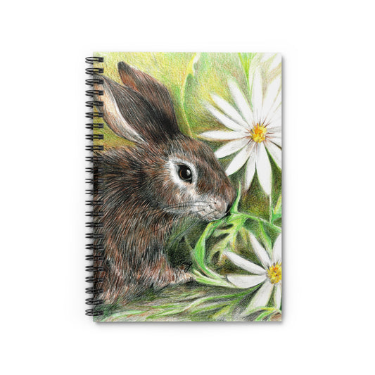 Floral Bunny Spiral Notebook, Cute Stationery, Journal for Artists, Gifts for Nature Lovers, Sketchbook for Spring