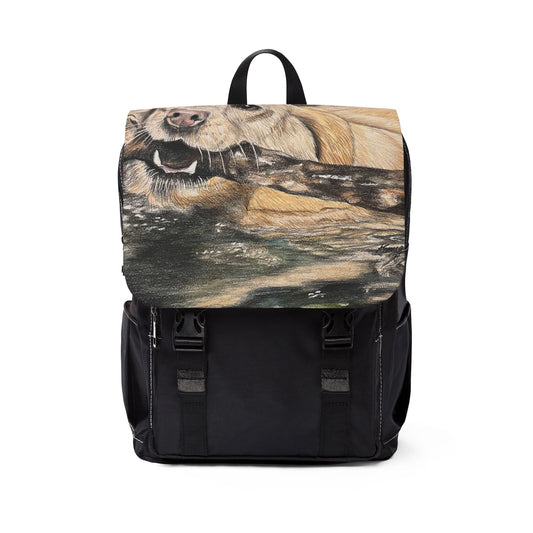 Yellow Lab Dog Backpack — Canvas Shoulder Backpack with Dog Design