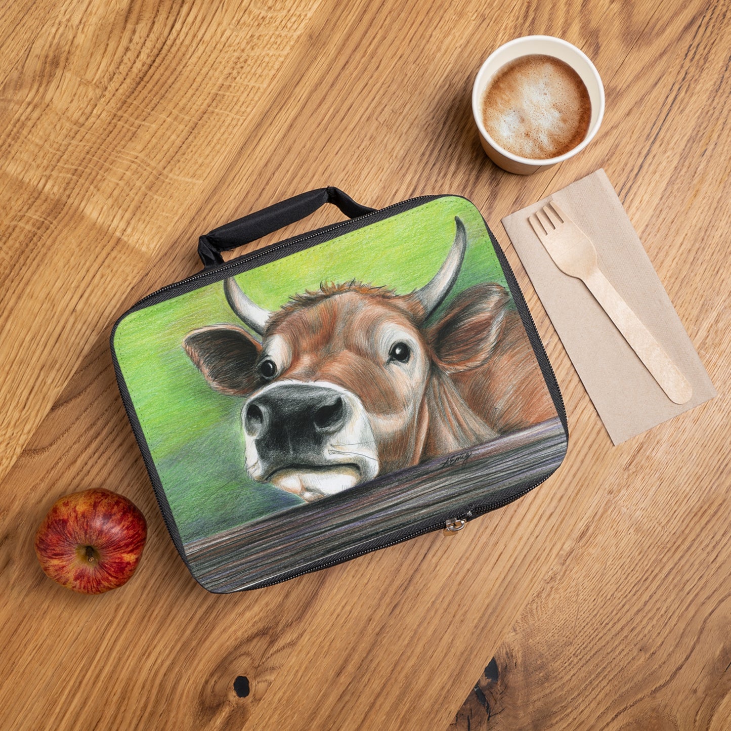 Cow Face Lunch Bag — Cute Rustic Farm Animal Kids Lunchbox