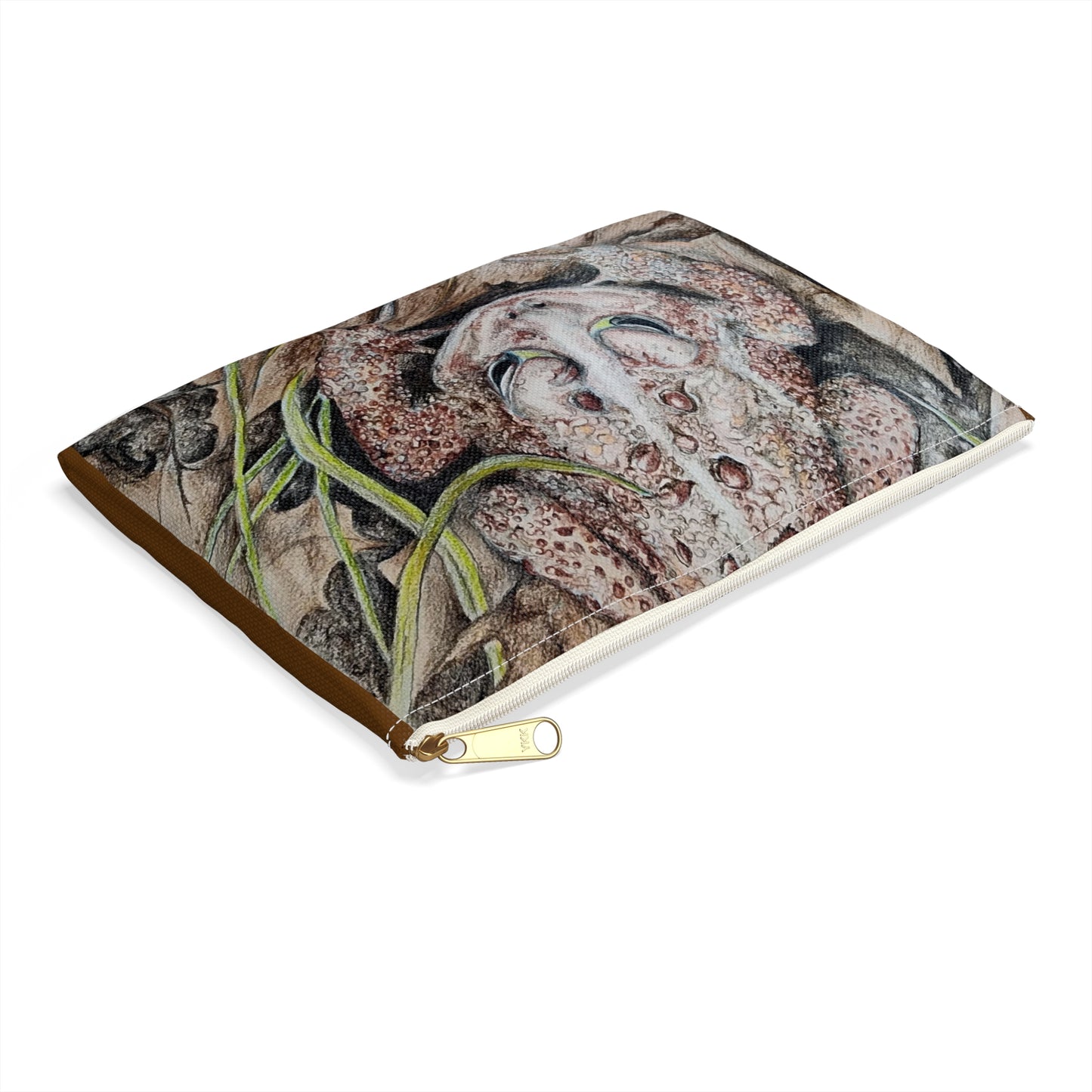 Frog Illustration Accessory Pouch – Nature-Inspired Zippered Makeup & Travel Bag