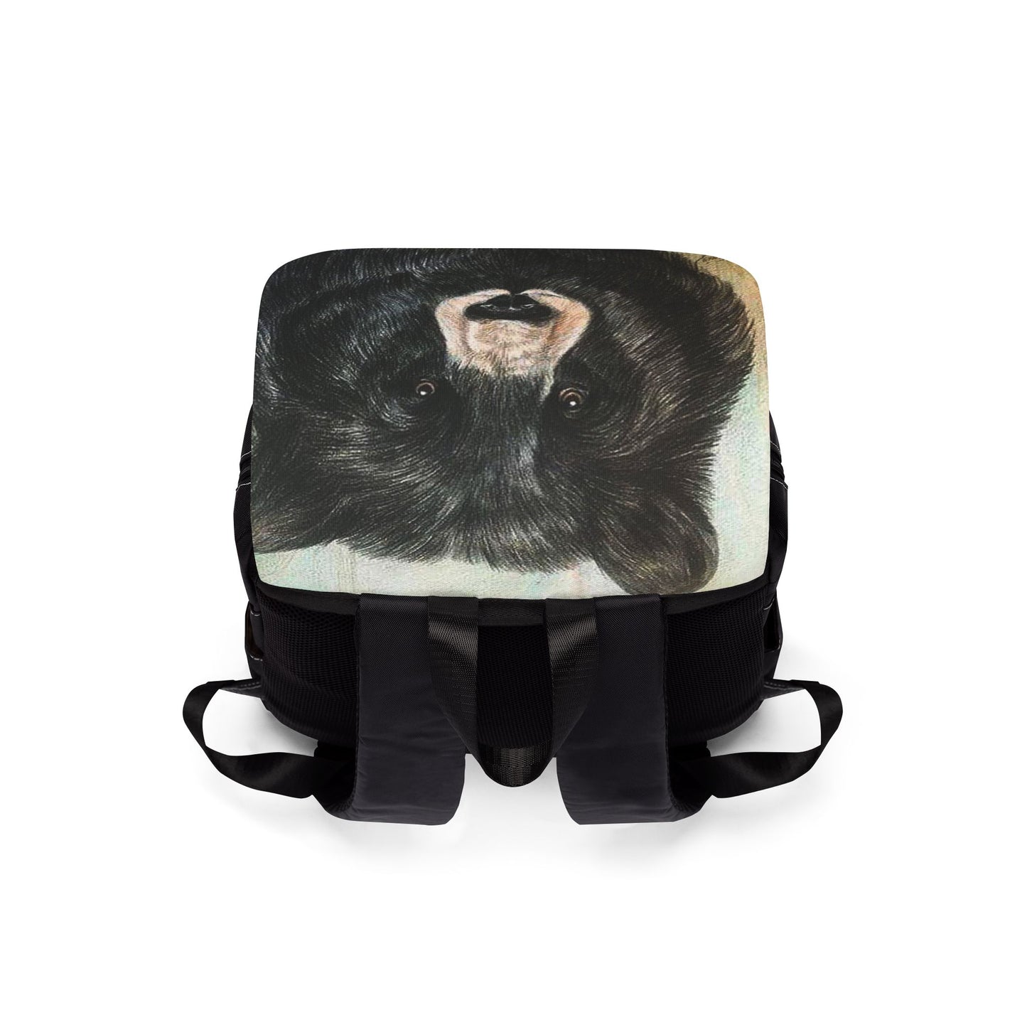 Bear Portrait Backpack — Casual Shoulder Bag with Black Bear Design