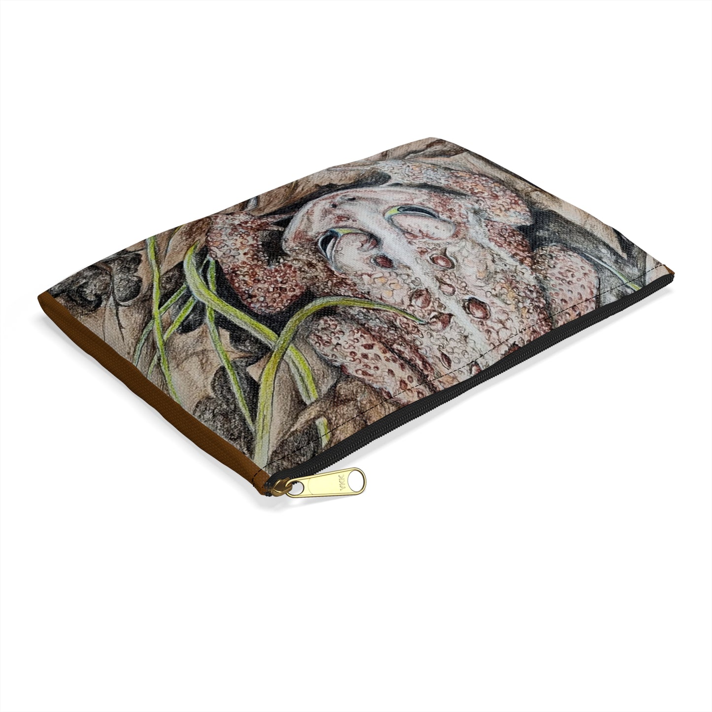 Frog Illustration Accessory Pouch – Nature-Inspired Zippered Makeup & Travel Bag