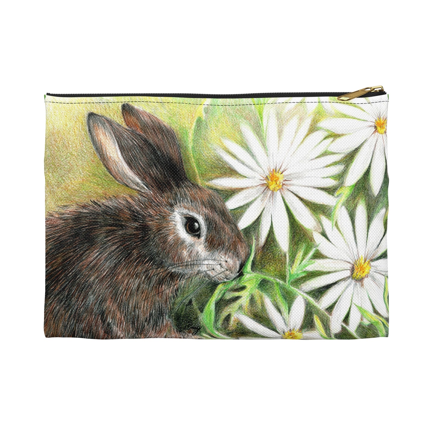 Floral Bunny Accessory Pouch — Rabbit & Daisies Makeup Bag