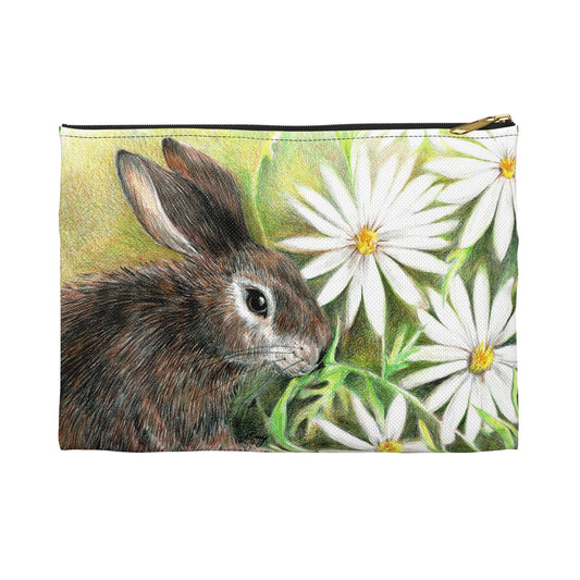 Floral Bunny Accessory Pouch — Rabbit & Daisies Makeup Bag